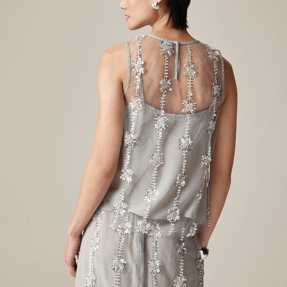 NWT JCrew sheer layered sequin skirt and top set. 10 top. 8 skirt - Picture 5 of 14